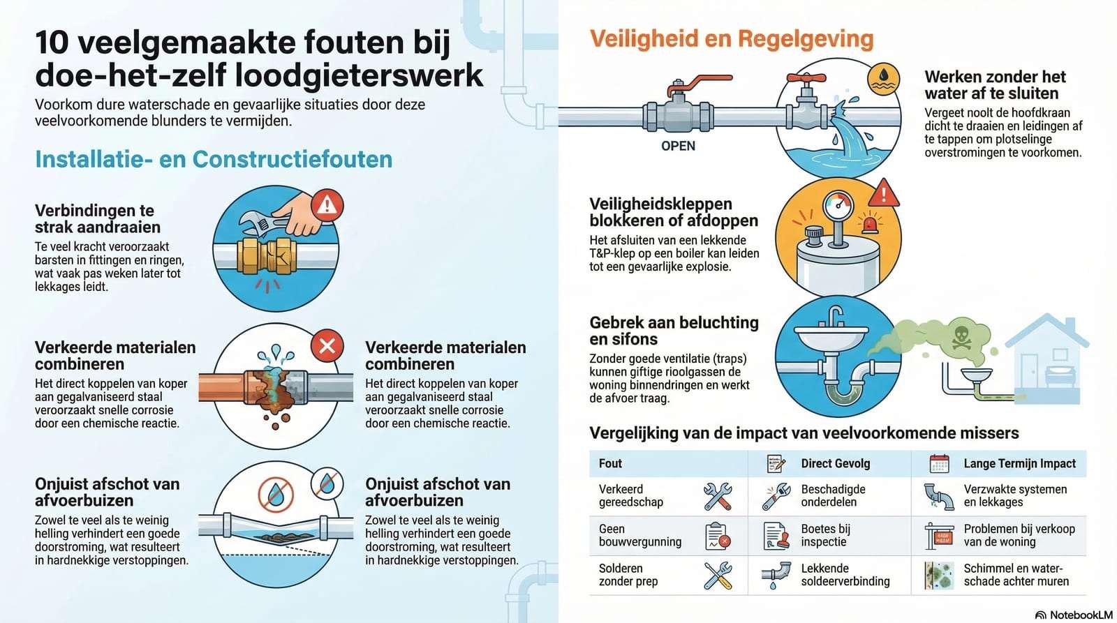 10 veelgemaakte fouten bij doe‑het‑zelf loodgieterswerk (en hoe je ze voorkomt)