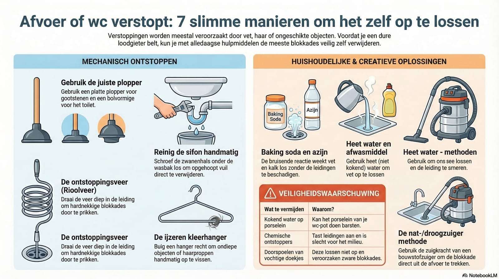 Afvoer of wc verstopt: 7 slimme manieren om het zelf op te lossen (vóórdat je de loodgieter belt)