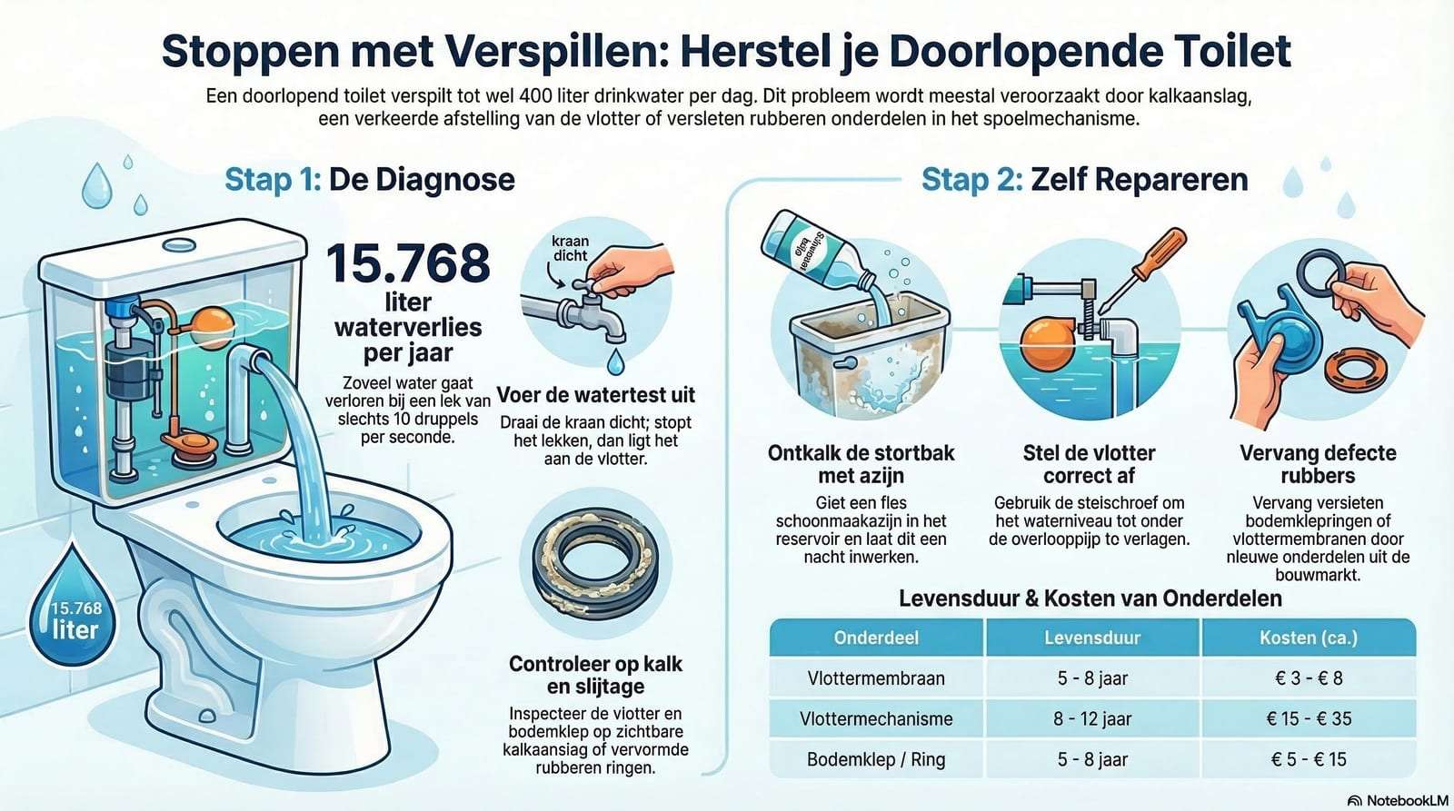 Doorlopend Toilet Fixen: Vlotter Vervangen DIY Water Besparen
