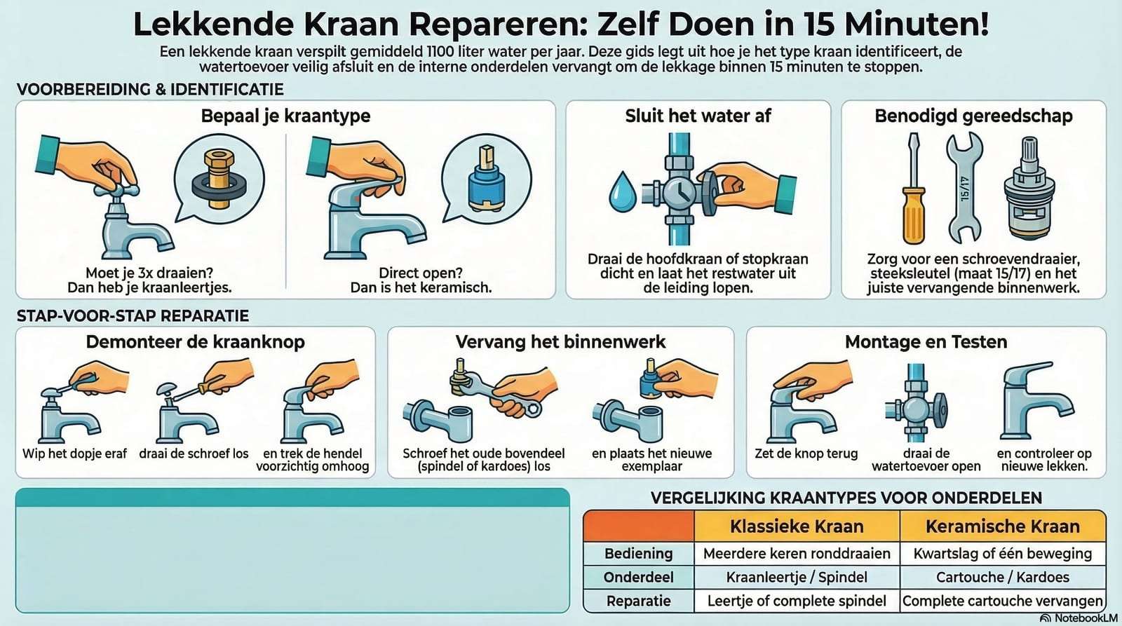 Zelf Lekkende Kraan Repareren: 15 Min DIY Zonder Loodgieter